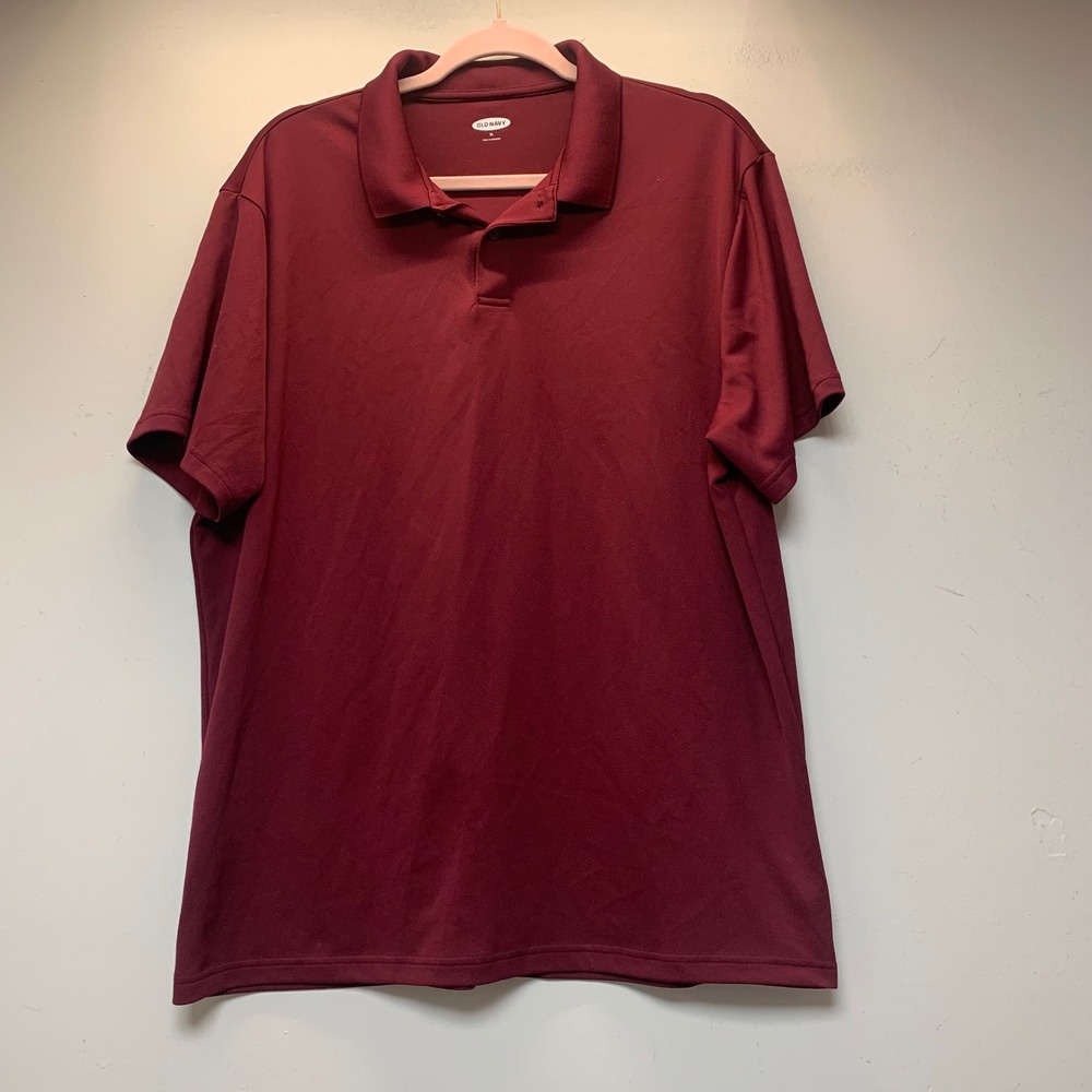 Old Navy Polo Shirt Mens XL Burgundy Excellent Pique Short Sleeve Performance